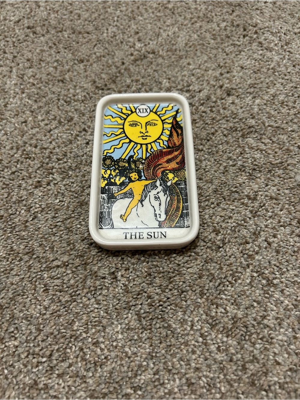 The Sun Tarot Art Print - Yellow and White Trinket Dish